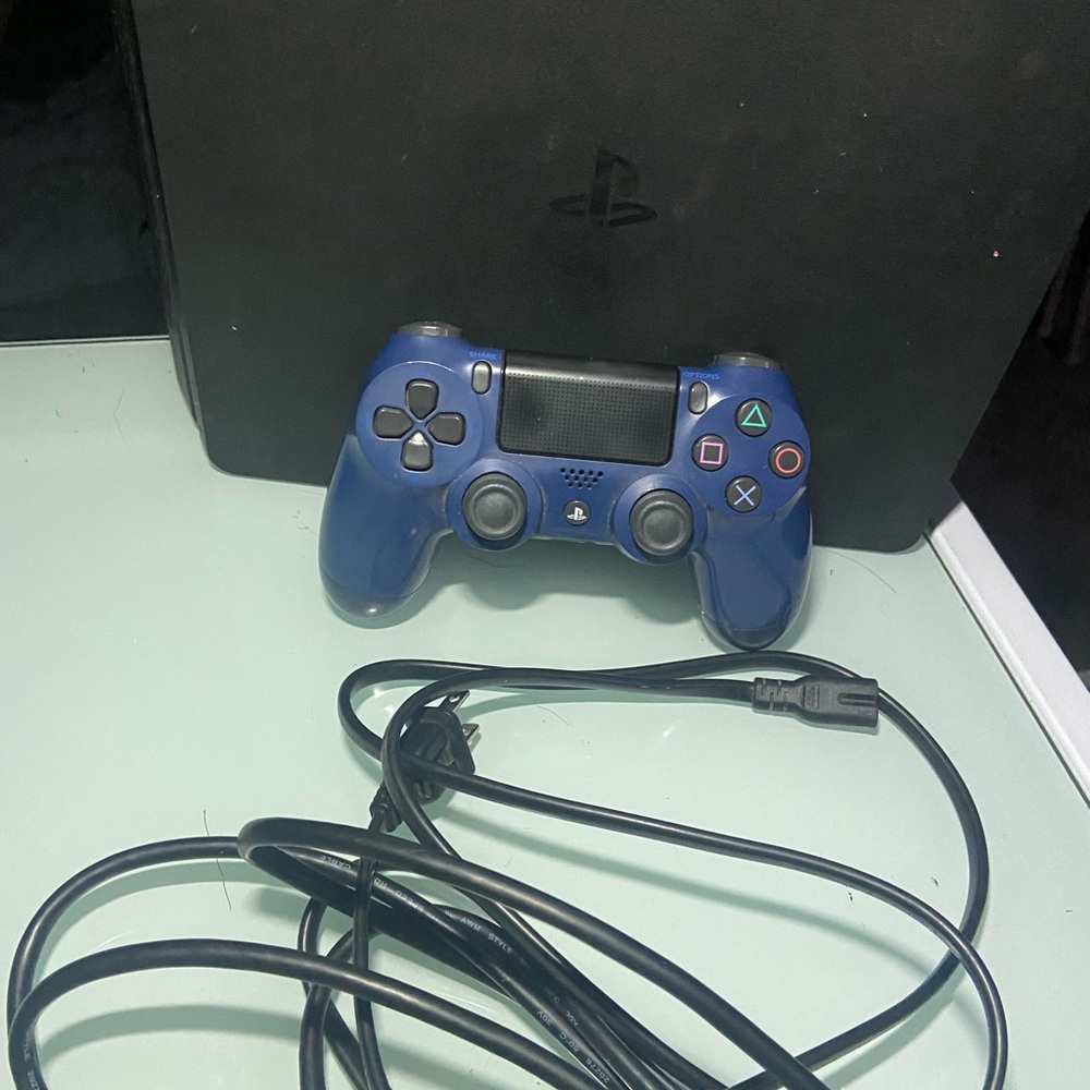 Sony PlayStation 4 Slim 1TB Console - Blue Controller & cables included